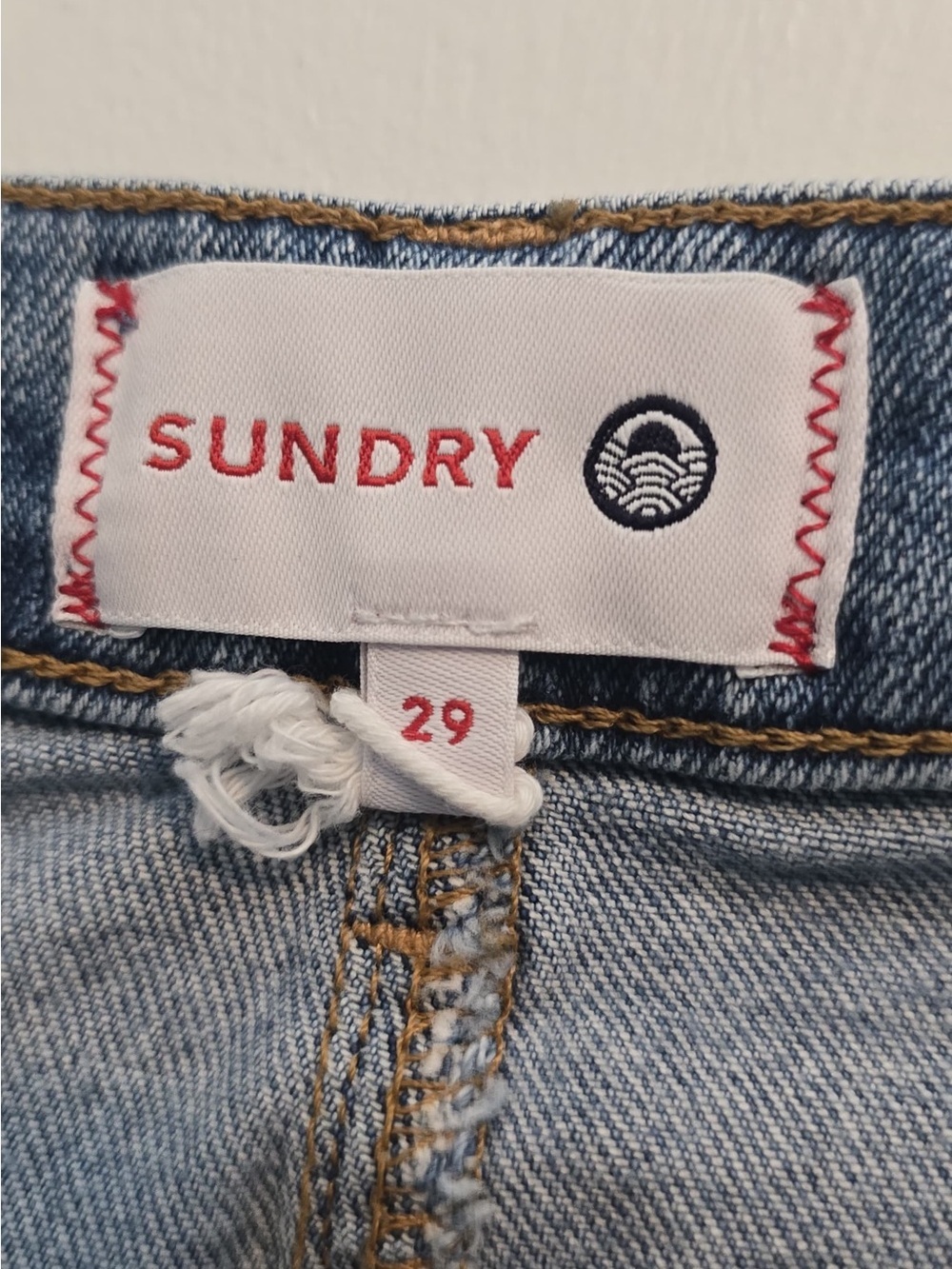 Sundry Light Blue Denim Skirt with Contrast Stitching - Picture 12 of 14